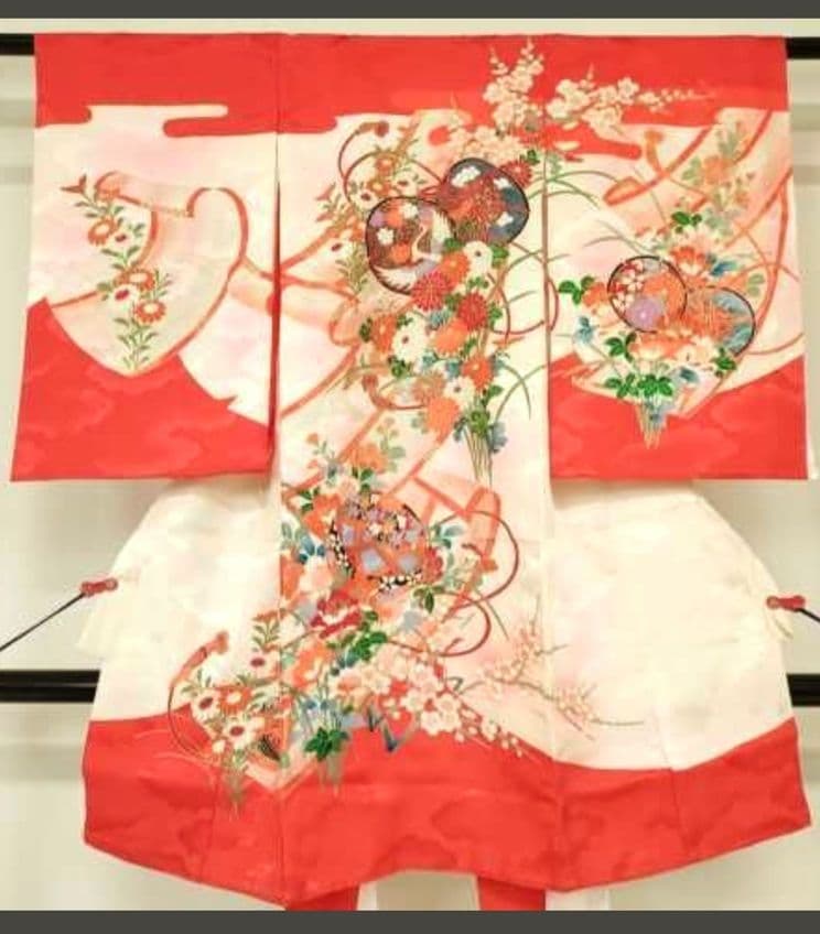 正絹　お宮参り(産着、初着、祝着)　七五三　子供着物 　女の子　柄衿襦袢付き