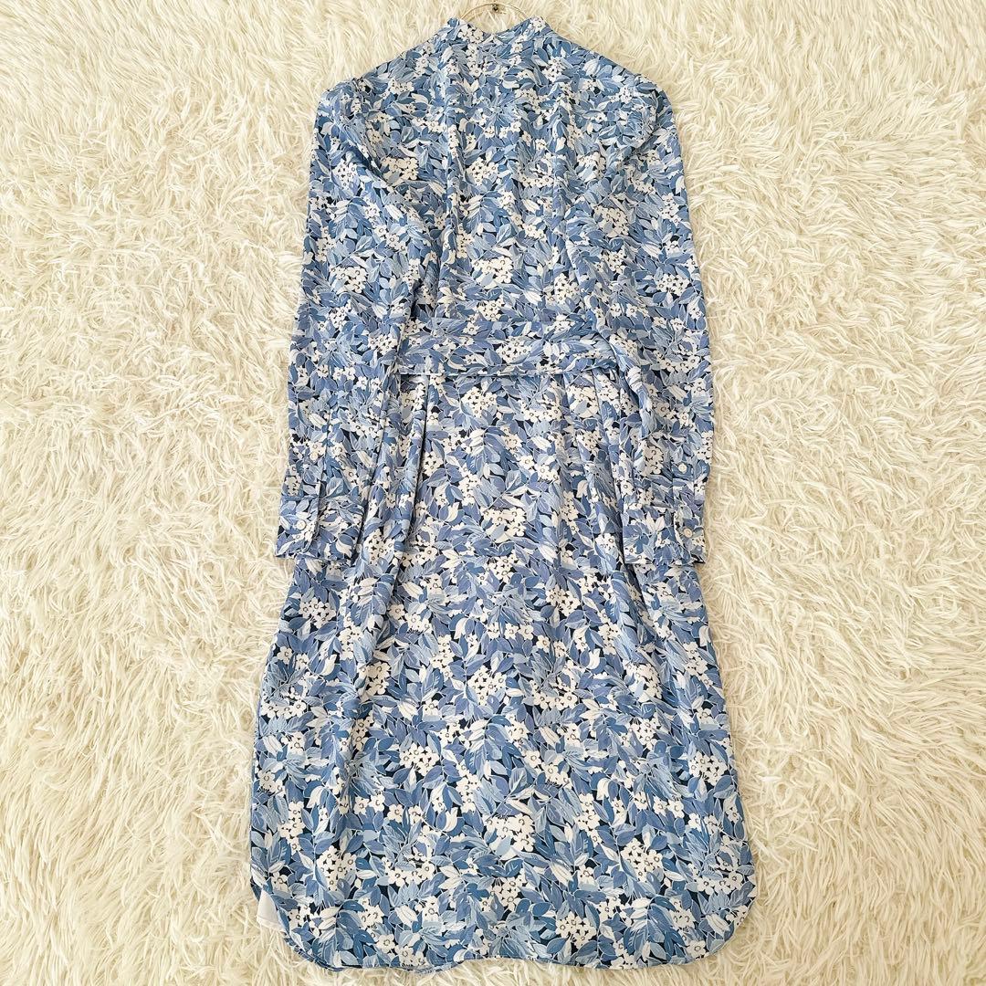 サイズ4 ローレンラルフローレン✨花柄 シャツワンピース ベルト 水色