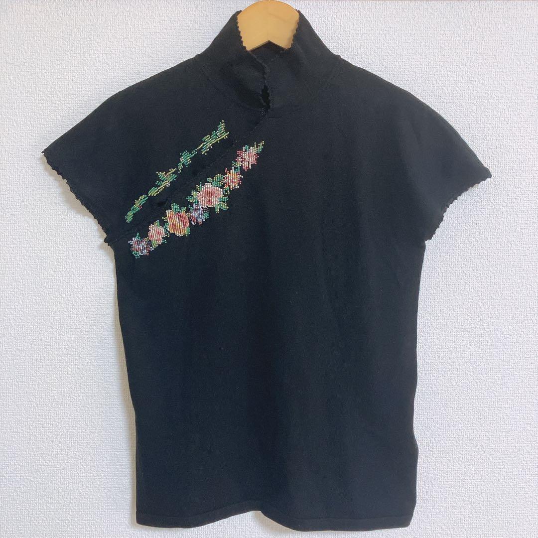 【美品】VIVIENNE TAM 花ビジュ　チョーカー　コットン　カットソー