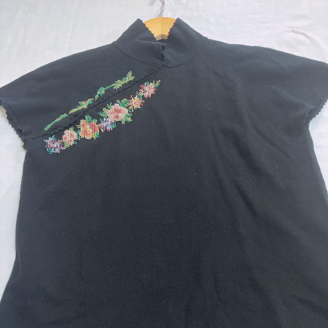 【美品】VIVIENNE TAM 花ビジュ　チョーカー　コットン　カットソー