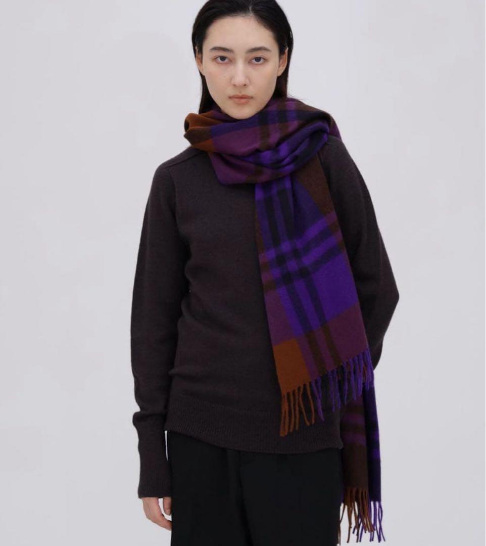 新品 Joshua Ellis カシミヤ マフラー ストール パープル チェック