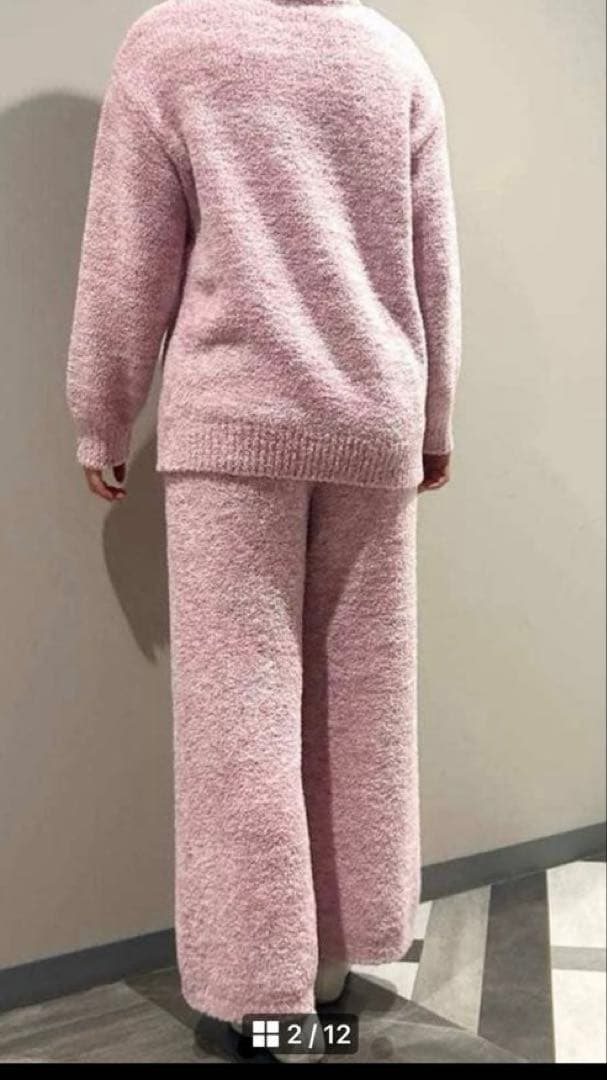 新品 ジェラートピケ　メランジストロベリージャガードプルオーバー&ロングパンツ