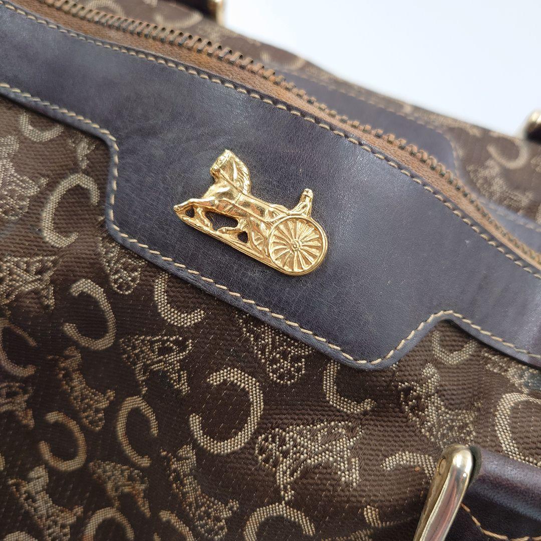CELINE ボストンバッグ Cマカダム柄 馬車 ブラウン セリーヌ