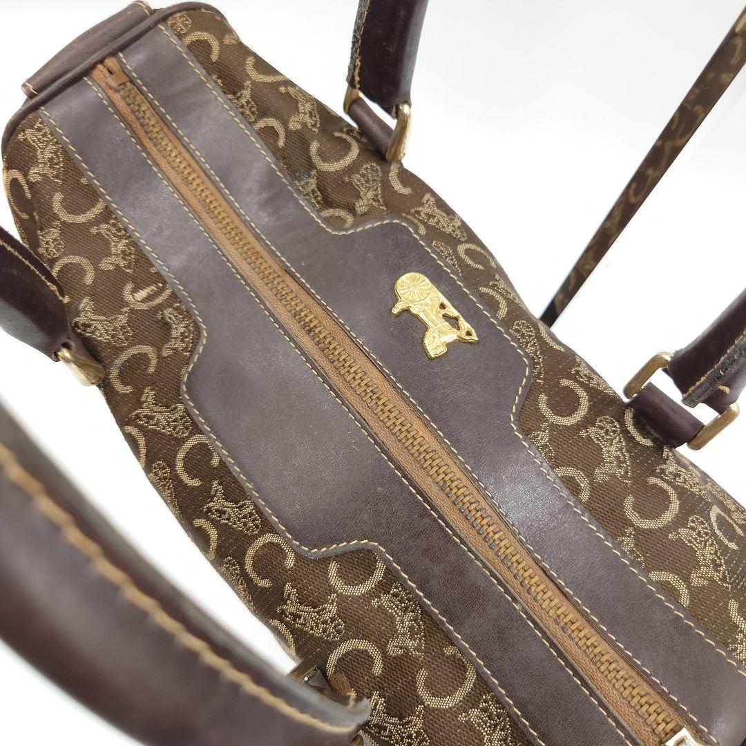 CELINE ボストンバッグ Cマカダム柄 馬車 ブラウン セリーヌ