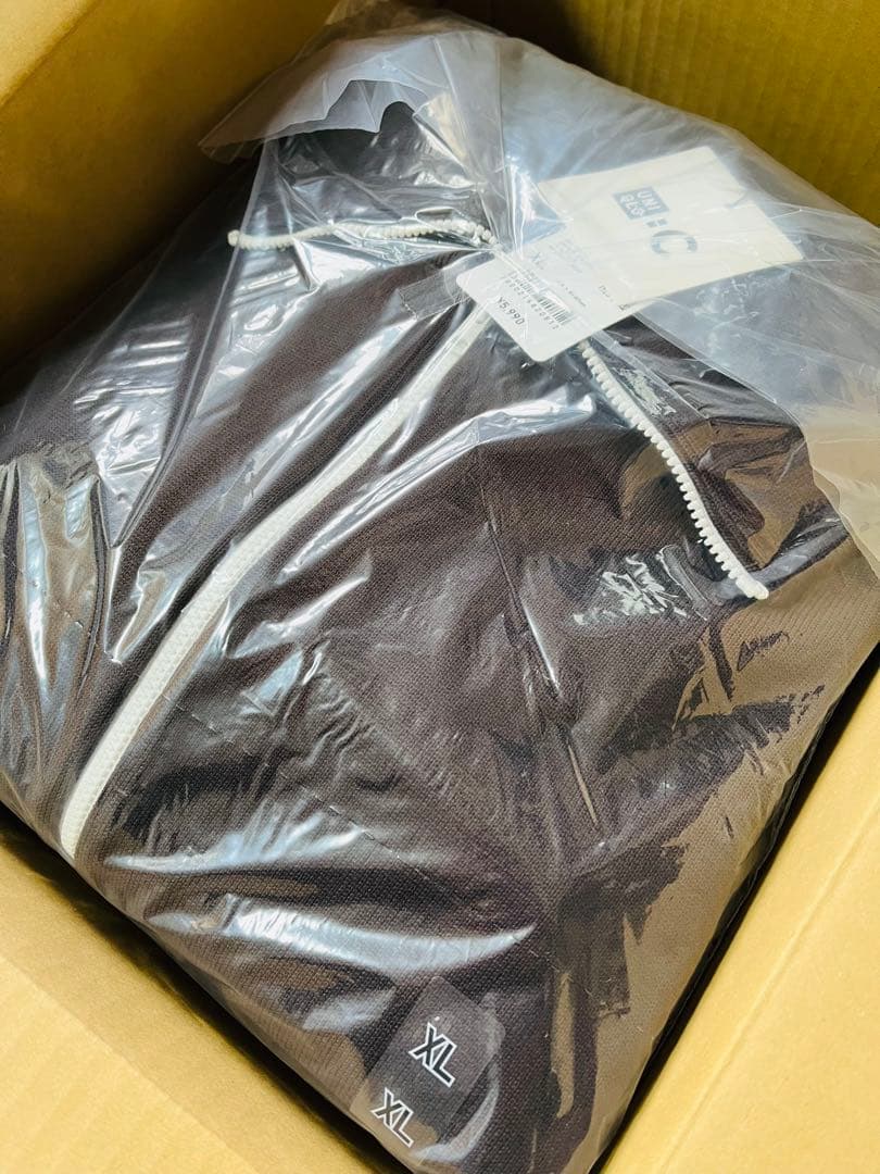 新品 ユニクロ C ミラノリブフルジップカーディガン XL DARKBROWN