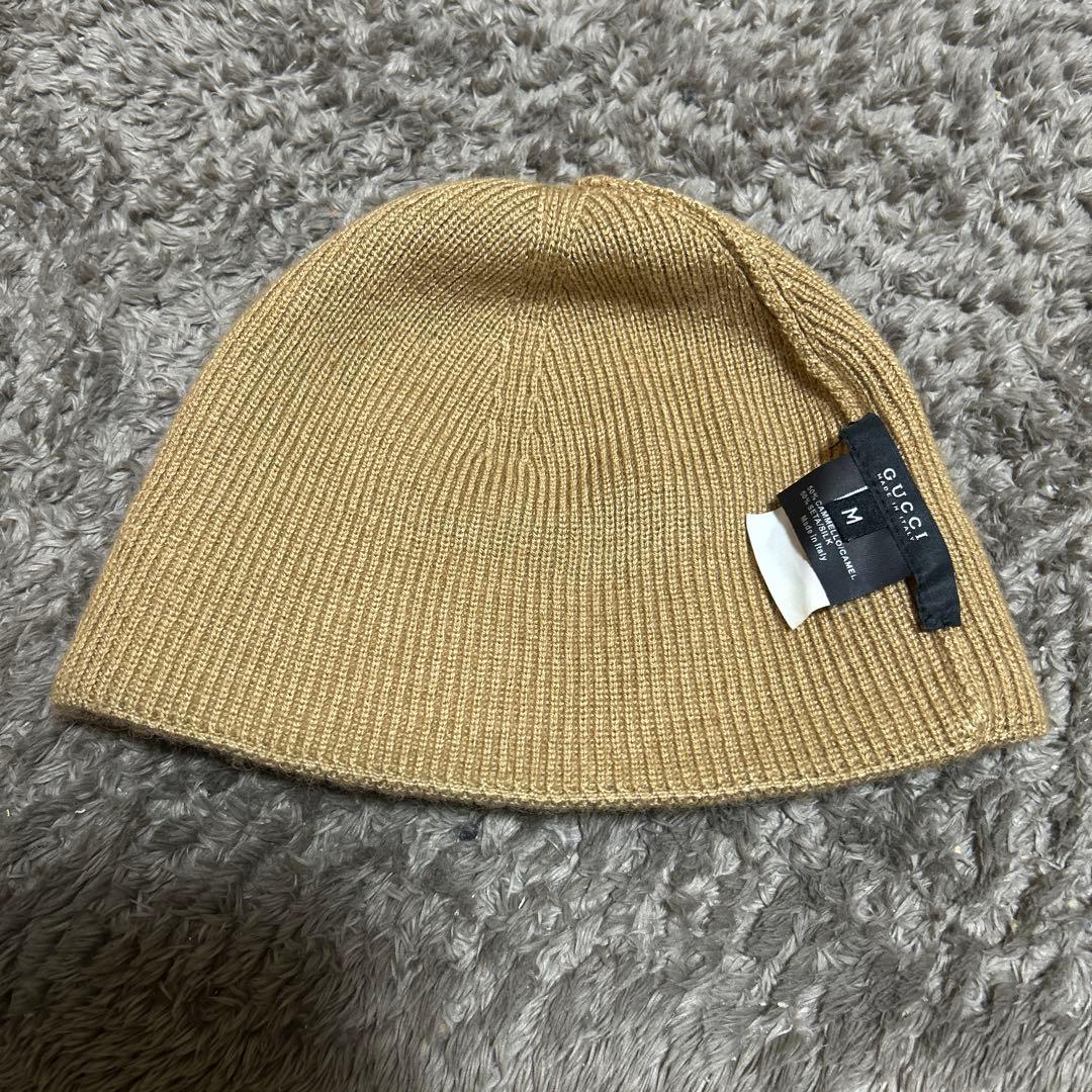 GUCCI グッチ ベージュ シェリーライン ニット帽 M 帽子