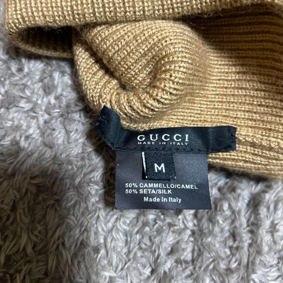 GUCCI グッチ ベージュ シェリーライン ニット帽 M 帽子