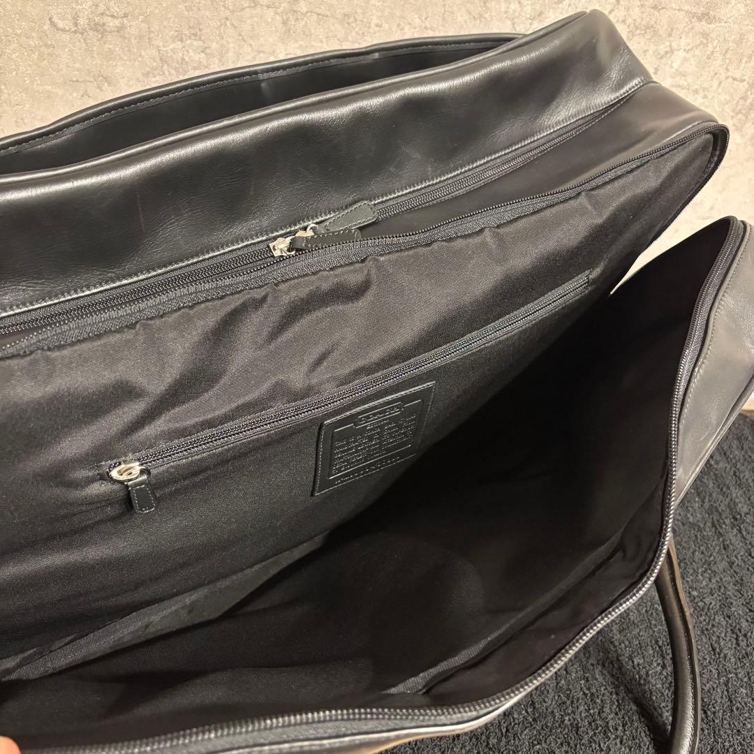 美品 COACHオールレザー ボストンバッグ ブラック 旅行 ビジネス