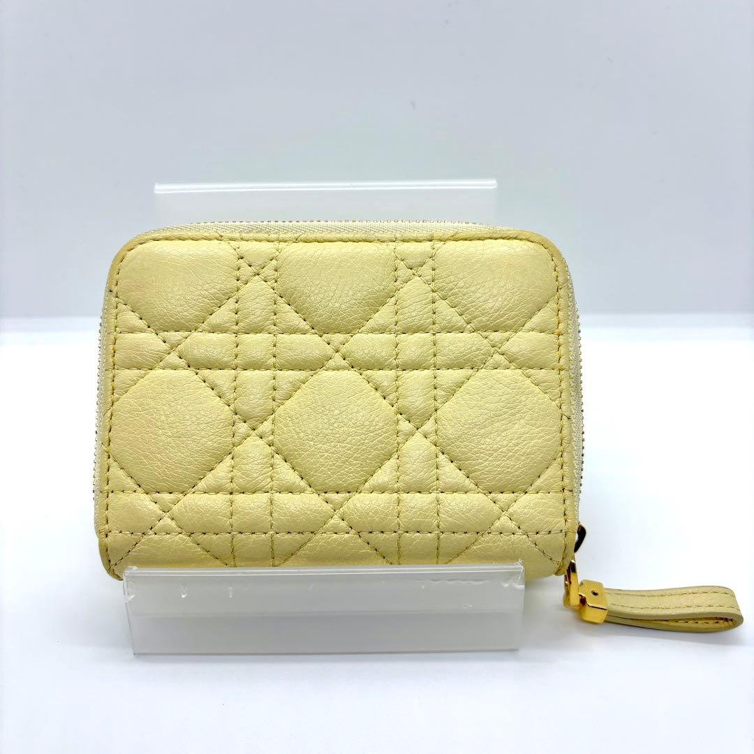 Dior 二つ折り財布 スカーレットウォレット イエロー カナージュ カロ