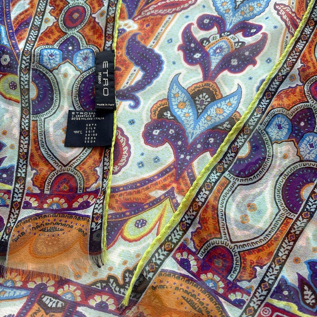 エトロ　シルク　大判ストール　ペイズリー　ETRO イタリア製　SILK 絹