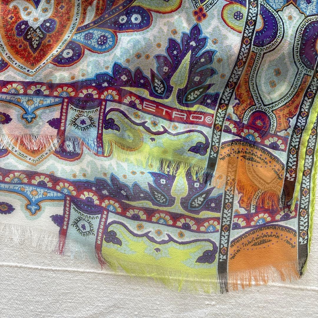 エトロ　シルク　大判ストール　ペイズリー　ETRO イタリア製　SILK 絹