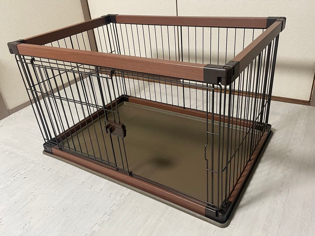 木目調 ペットケージ 約69×94×55cm 小型犬用 美品 室内用 サークル