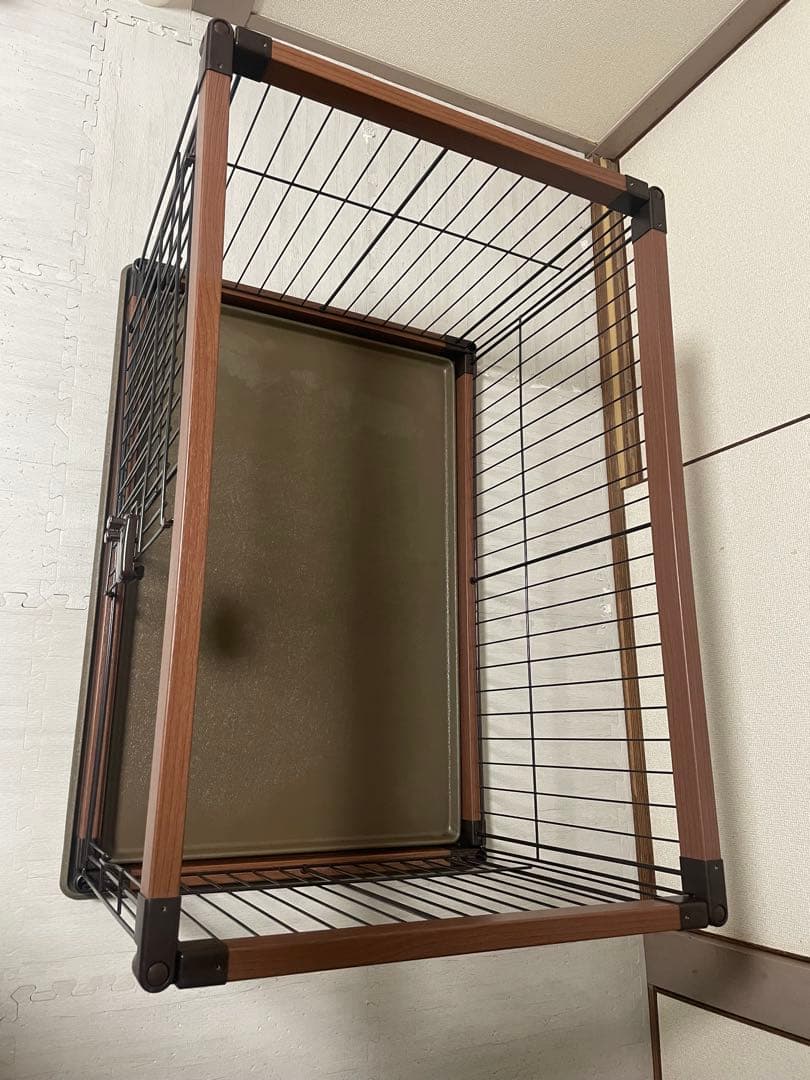 木目調 ペットケージ 約69×94×55cm 小型犬用 美品 室内用 サークル