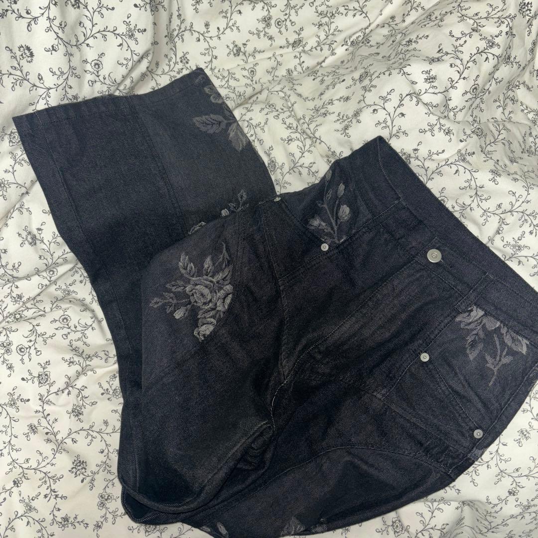 別注 FETICO rose denim pants サイズ1 ブラック