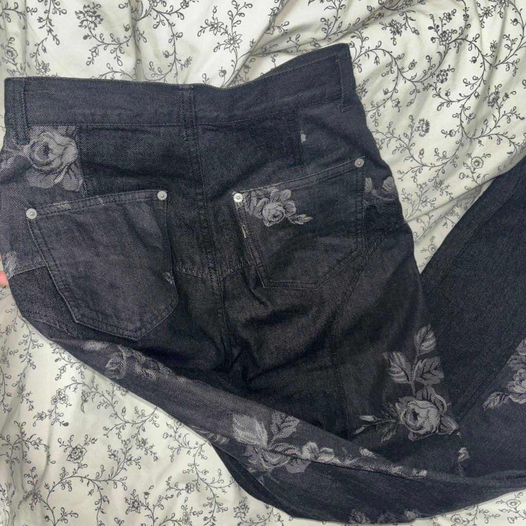 別注 FETICO rose denim pants サイズ1 ブラック