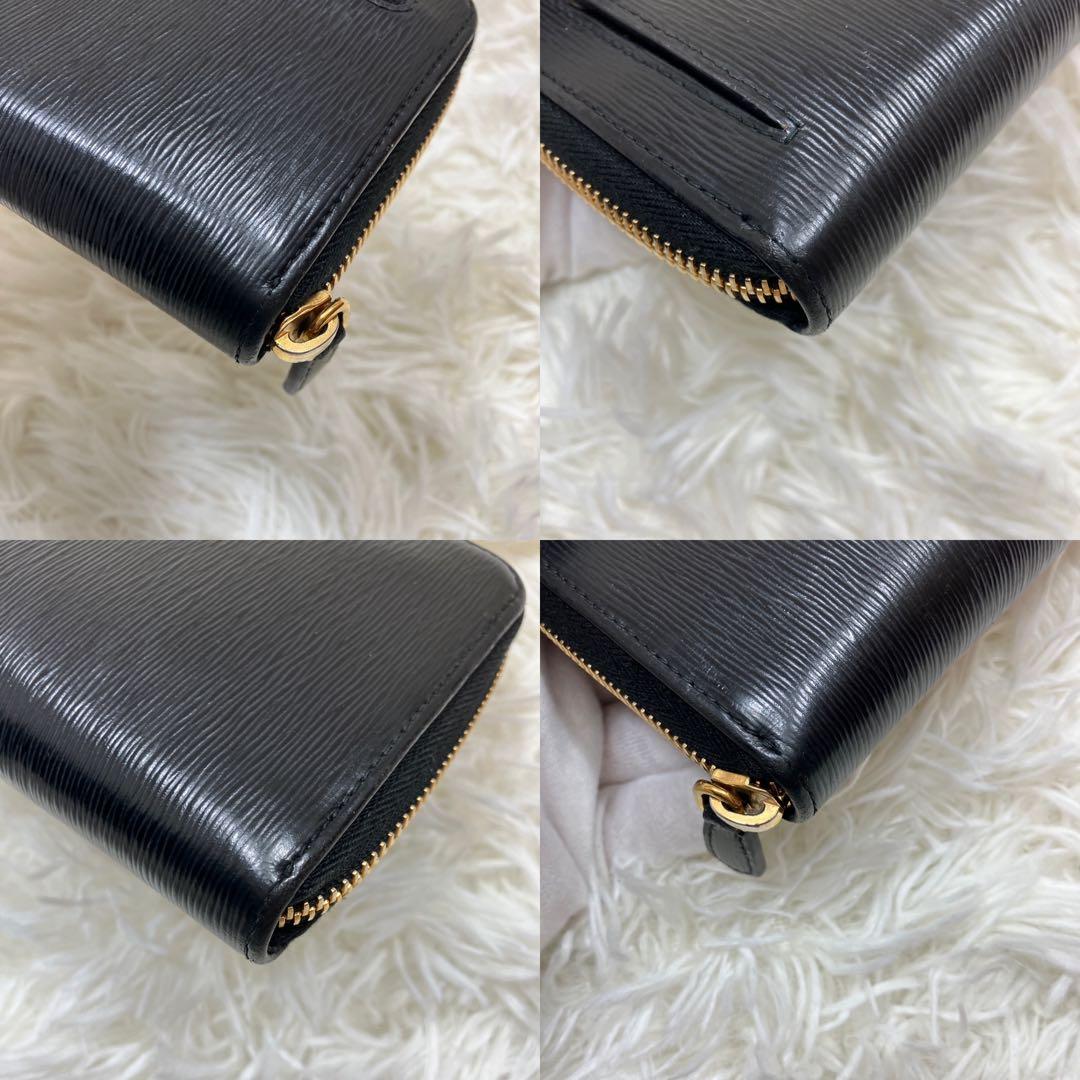 極美品 プラダ ヴィッテロムーブ 二つ折り財布　ラウンドジップ ブラック