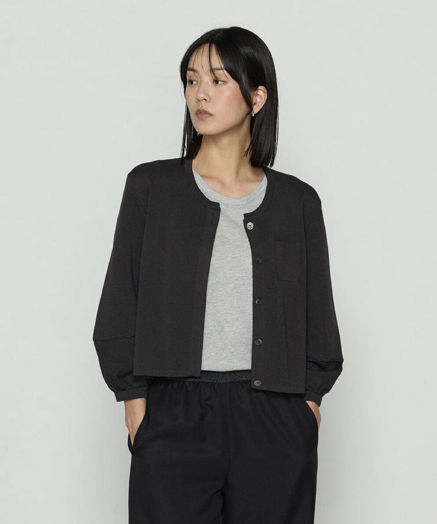 【未使用美品】ミラノリブショートジャケット 9号 黒 手洗い可 通勤 冠婚