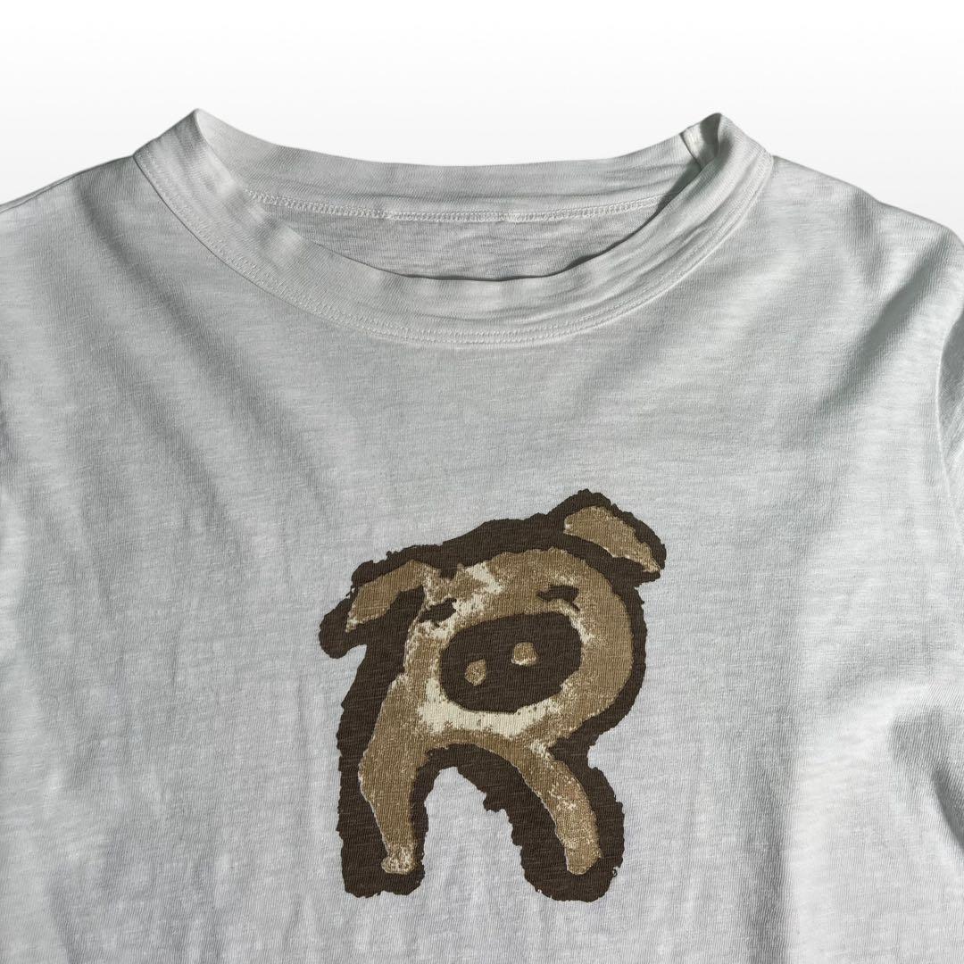 45R Rピギープリント　908Tシャツ　R刺繍　コットン100% 日本製