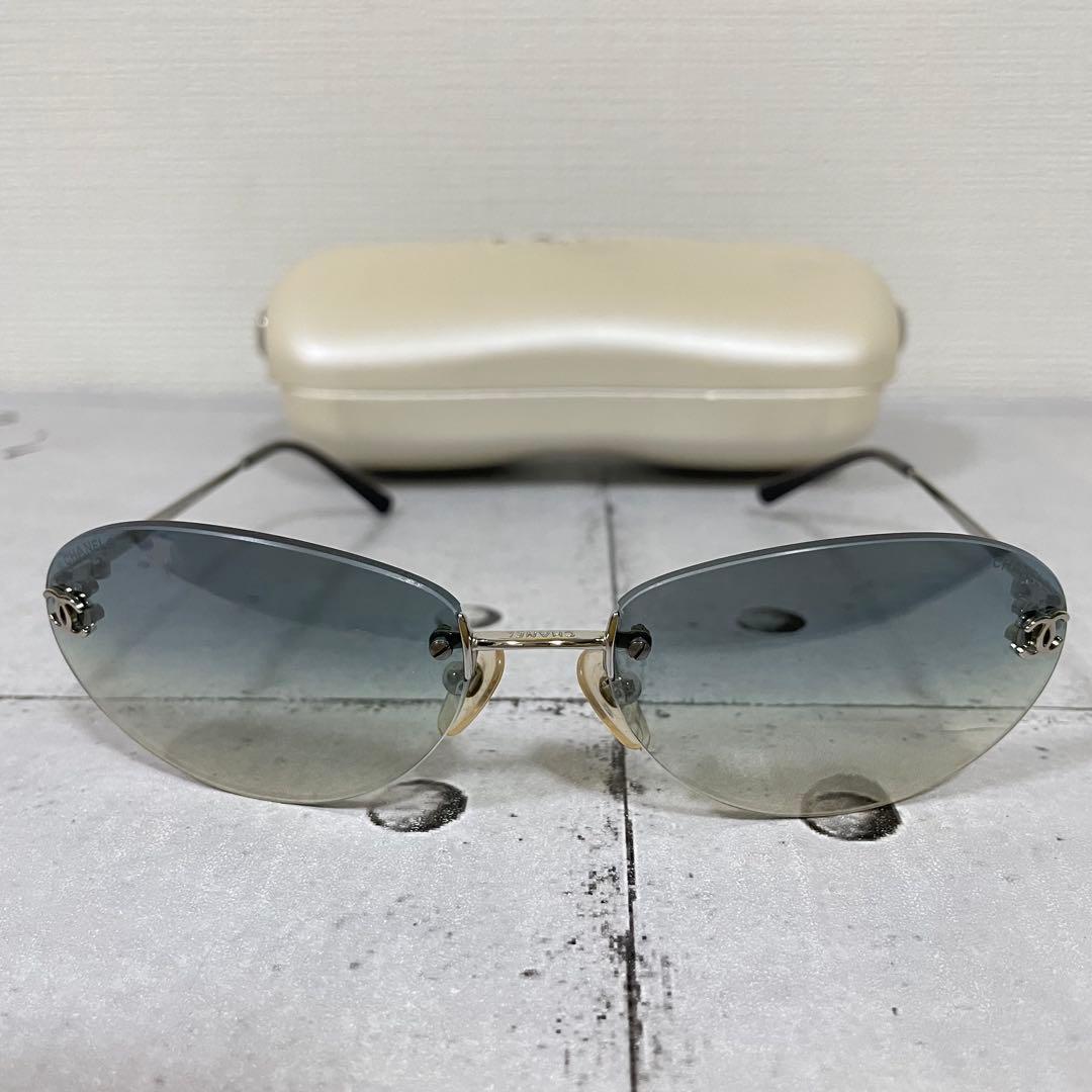 CHANEL 4013 リムレス サングラス ココマーク ブルーグラデーション