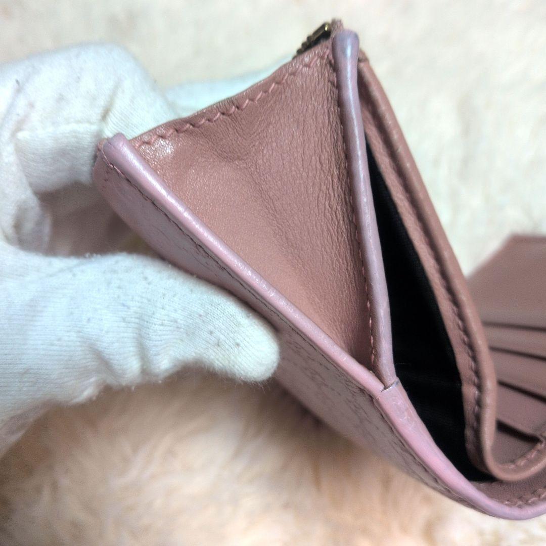 GUCCI グッチ 二つ折り財布 マイクログッチシマ ミニウォレット ピンク