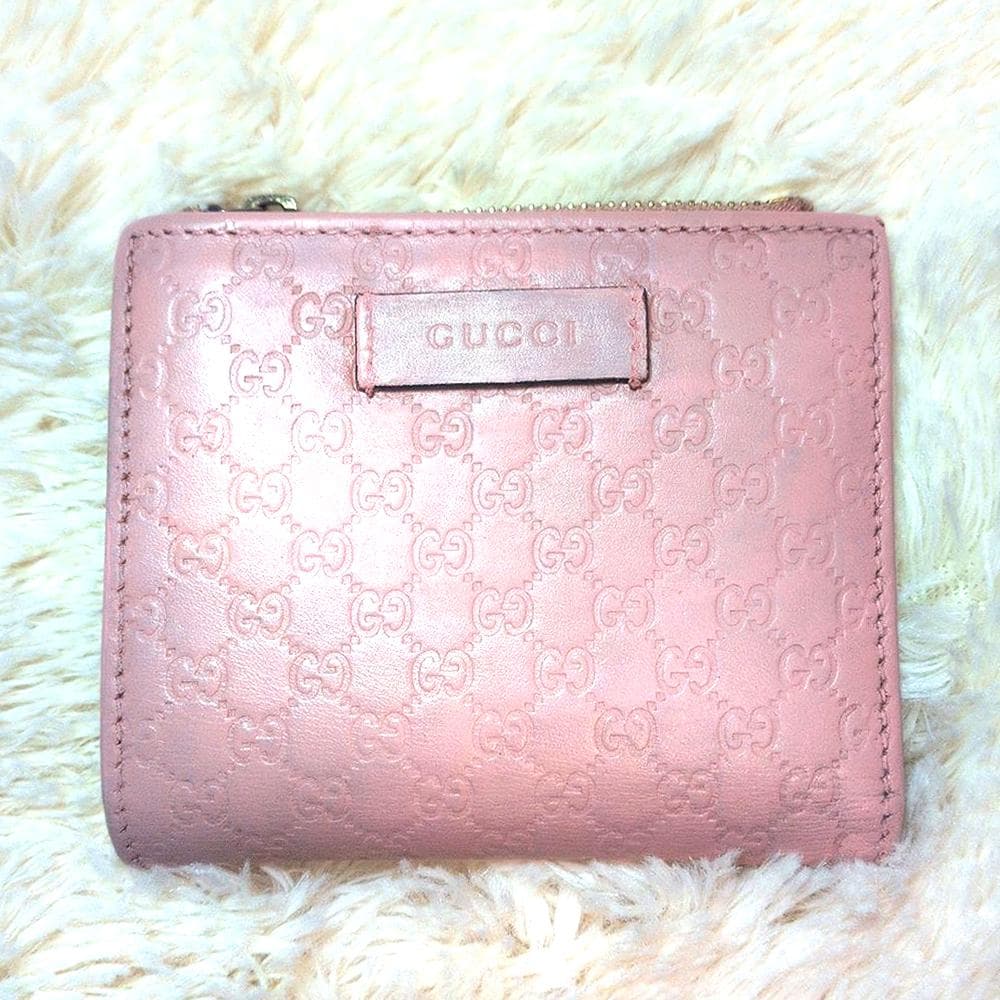GUCCI グッチ 二つ折り財布 マイクログッチシマ ミニウォレット ピンク
