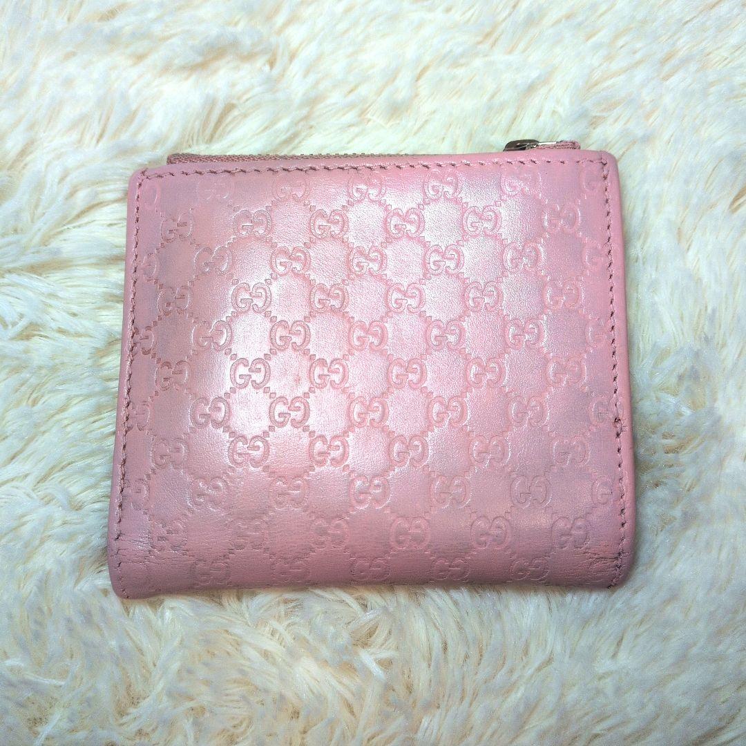 GUCCI グッチ 二つ折り財布 マイクログッチシマ ミニウォレット ピンク