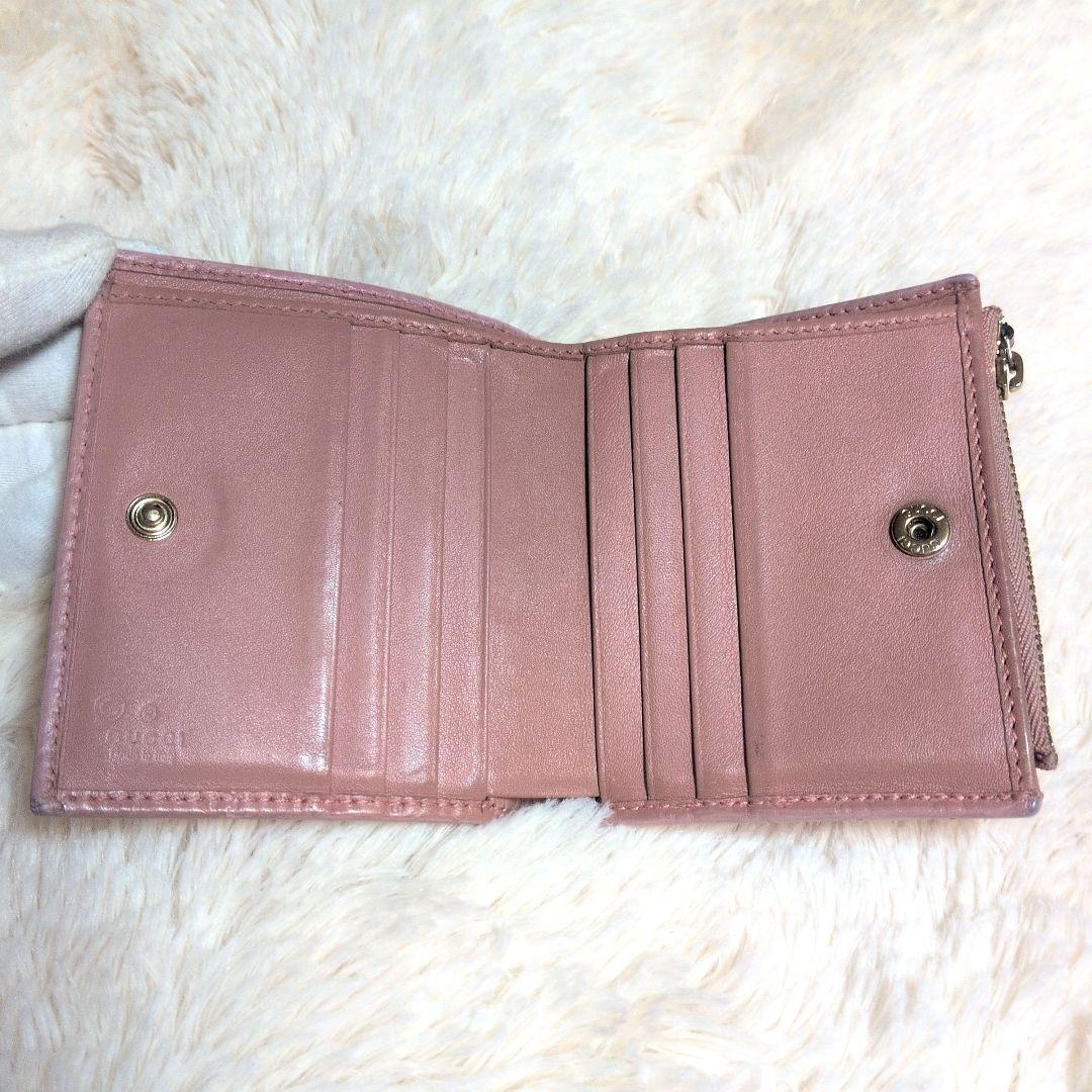 GUCCI グッチ 二つ折り財布 マイクログッチシマ ミニウォレット ピンク