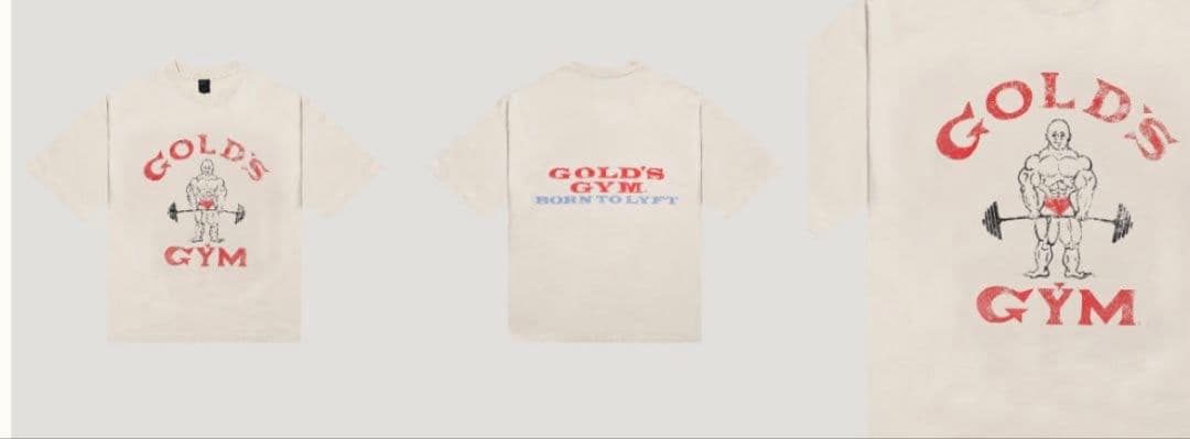 LÝFT × GOLD'S GYM LOGO BIG T-SHIRT Ivory