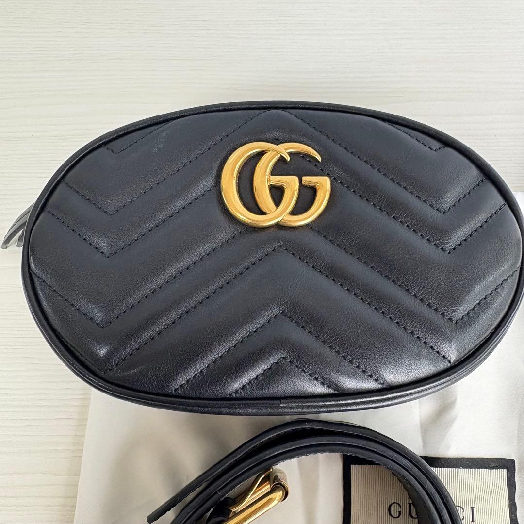 極美品 GUCCI グッチ マーモント ウエストバッグ レザー 476434