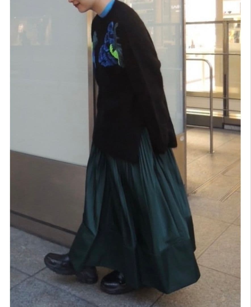 美品ENFOLD エンフォルドVOLUME SKIRT38プリーツサテンスカート