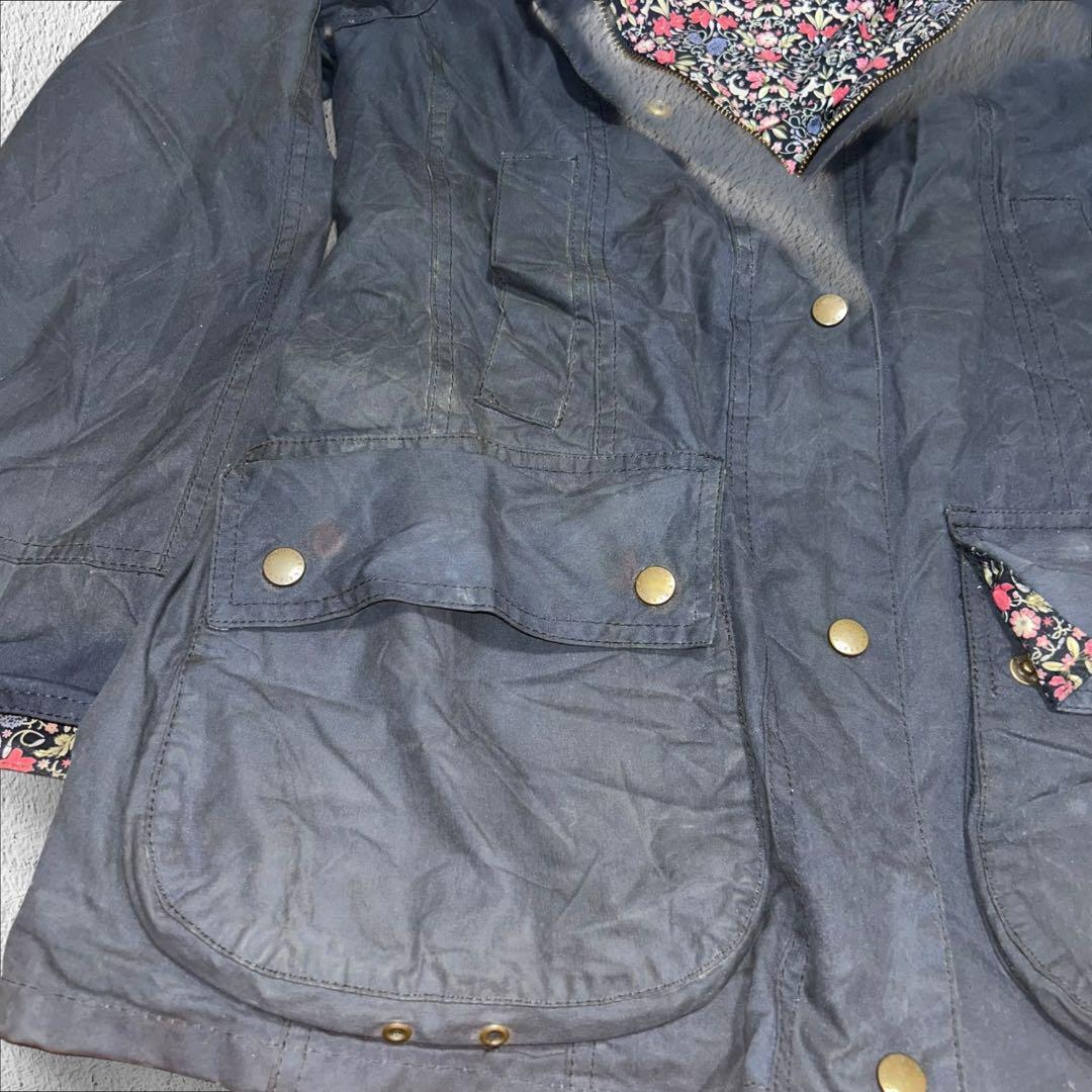 [希少]BARBOUR 花柄 オイルドジャケット ユニセックス 刺繍ロゴグランジ