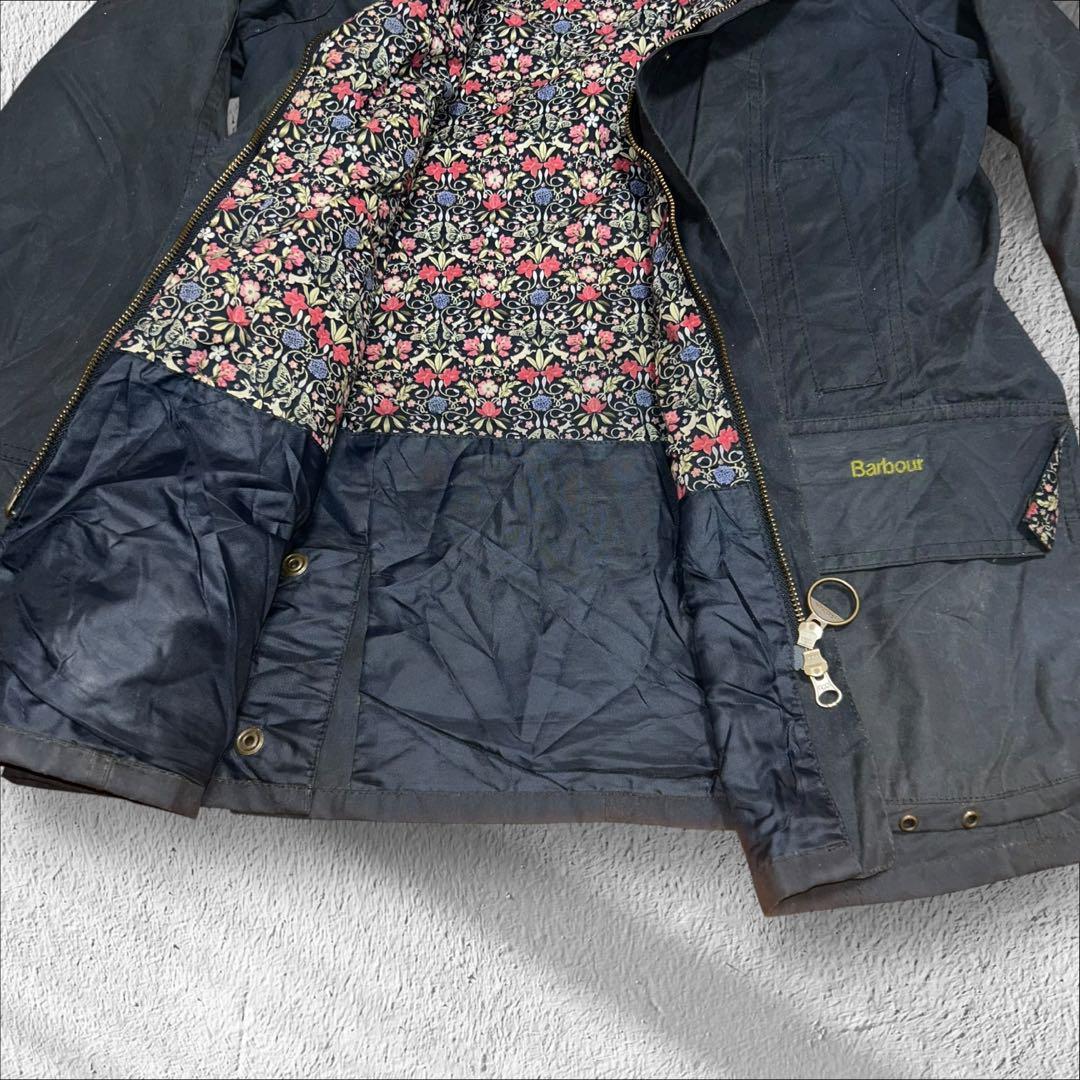 [希少]BARBOUR 花柄 オイルドジャケット ユニセックス 刺繍ロゴグランジ