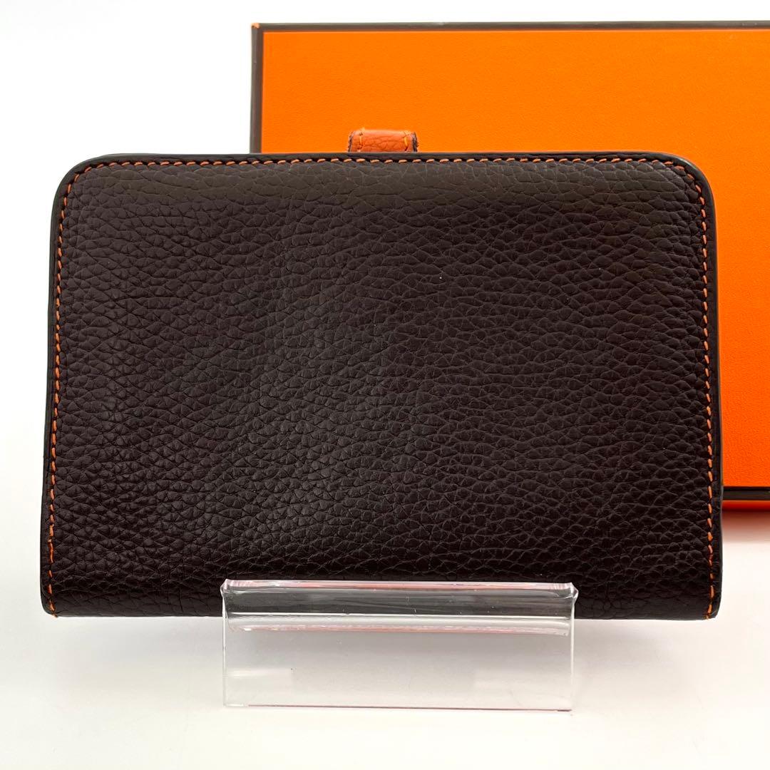 HERMES エルメス ドゴン コンパクト バイカラー ブラウン モカ オレンジ
