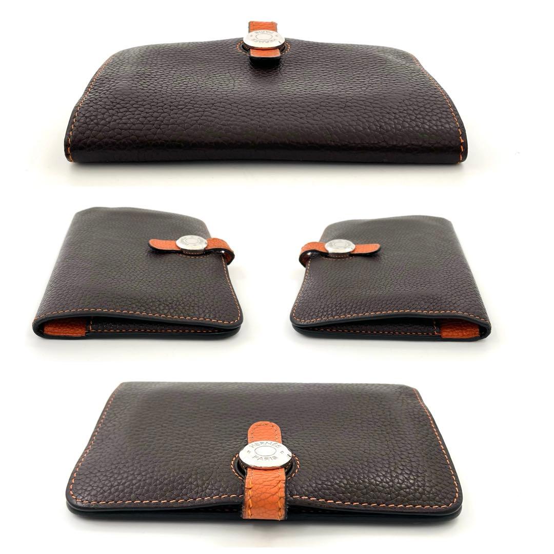 HERMES エルメス ドゴン コンパクト バイカラー ブラウン モカ オレンジ