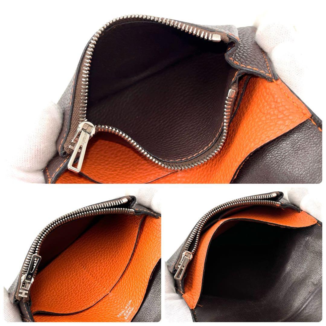 HERMES エルメス ドゴン コンパクト バイカラー ブラウン モカ オレンジ