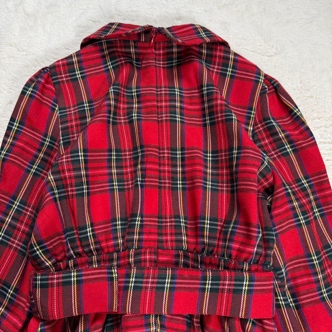 【美品】Ank Rouge パイピングチェックワンピース 赤 レッド M