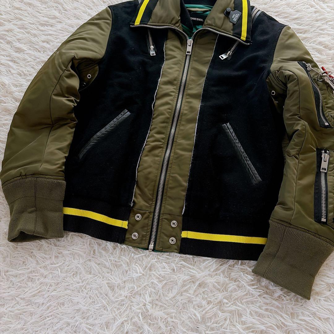 美品　ディーゼル　MA-1 スタジャン　キルティング　ロゴジップ　異素材