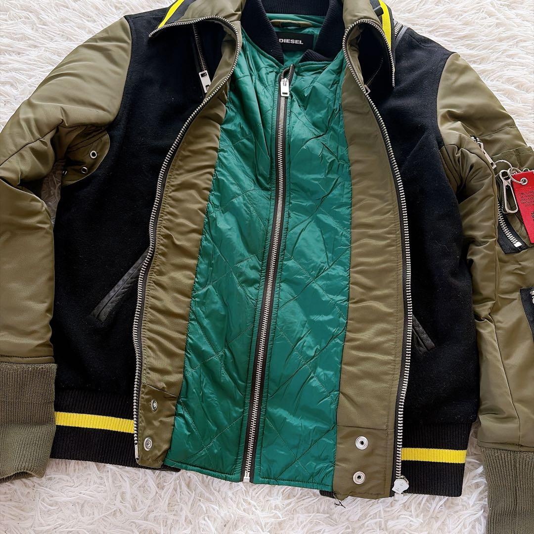 美品　ディーゼル　MA-1 スタジャン　キルティング　ロゴジップ　異素材