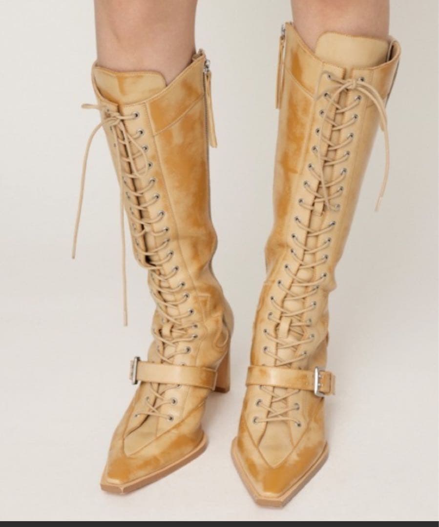 靴 SLY POINTED LACE UP WESTERN BOOTS