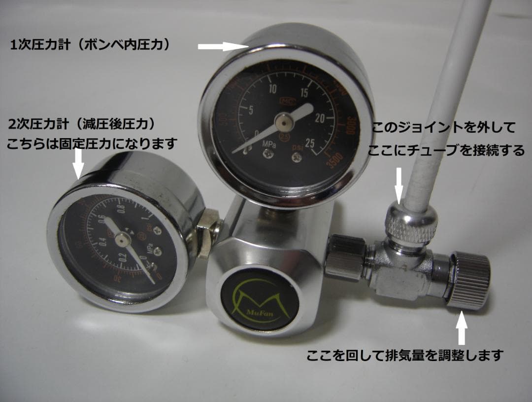 強炭酸水製作用レギュレーター＋炭酸水製作キット 手動ロック式蓋5個 ミドボン用