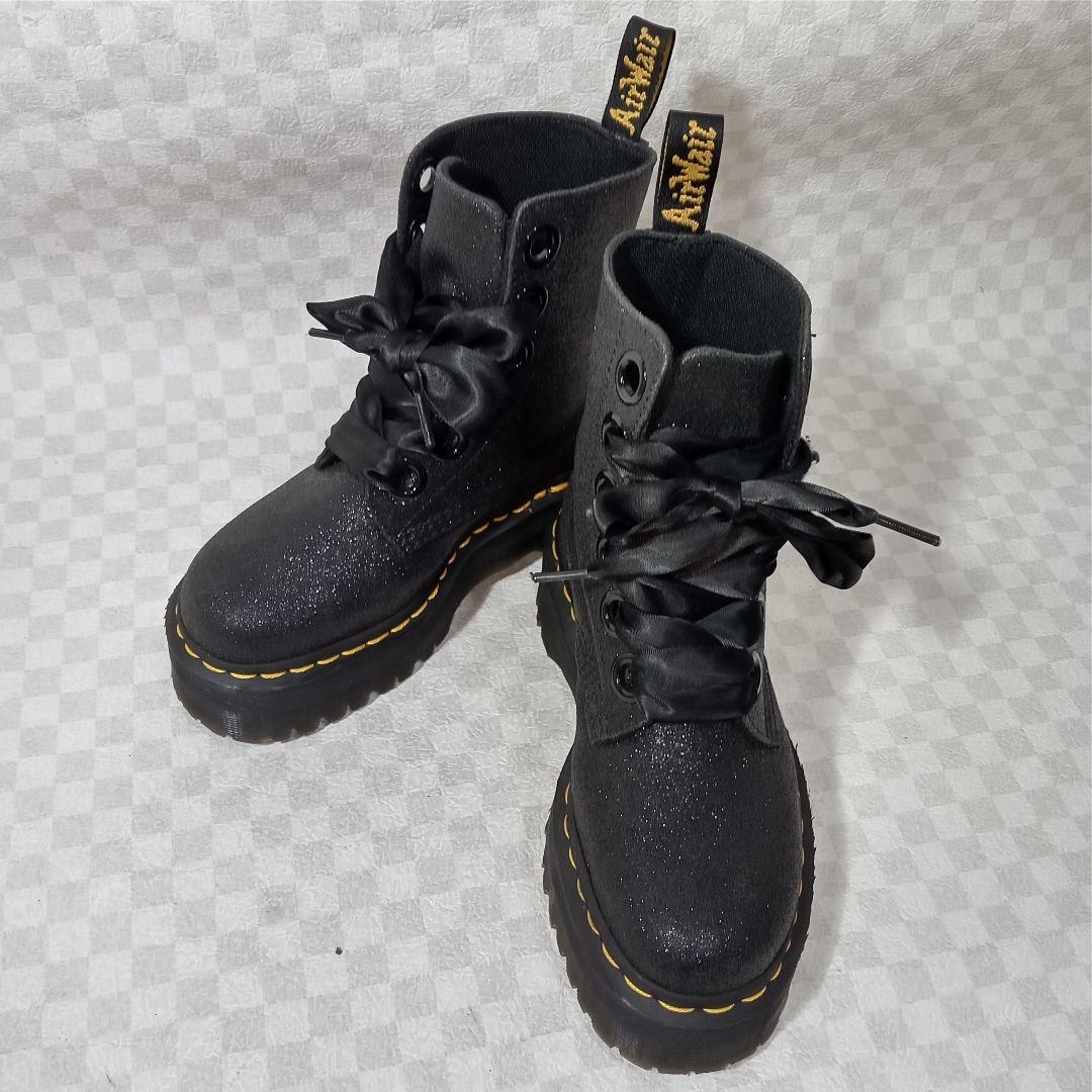 美品 Dr.Martens MOLLY GLITTER 6HOLE 黒