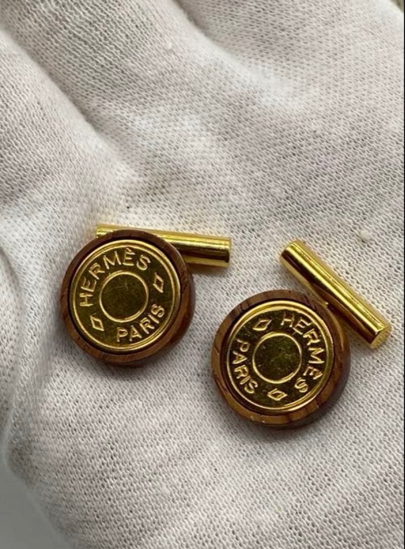エルメス カフス セリエ ウッド ゴールド HERMES カフリンクス 希少