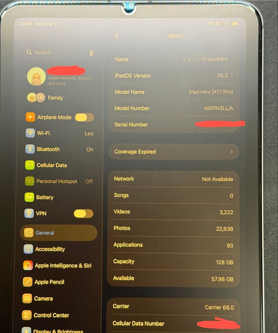 iPad mini 第7世代 Cellular 128GB 美品