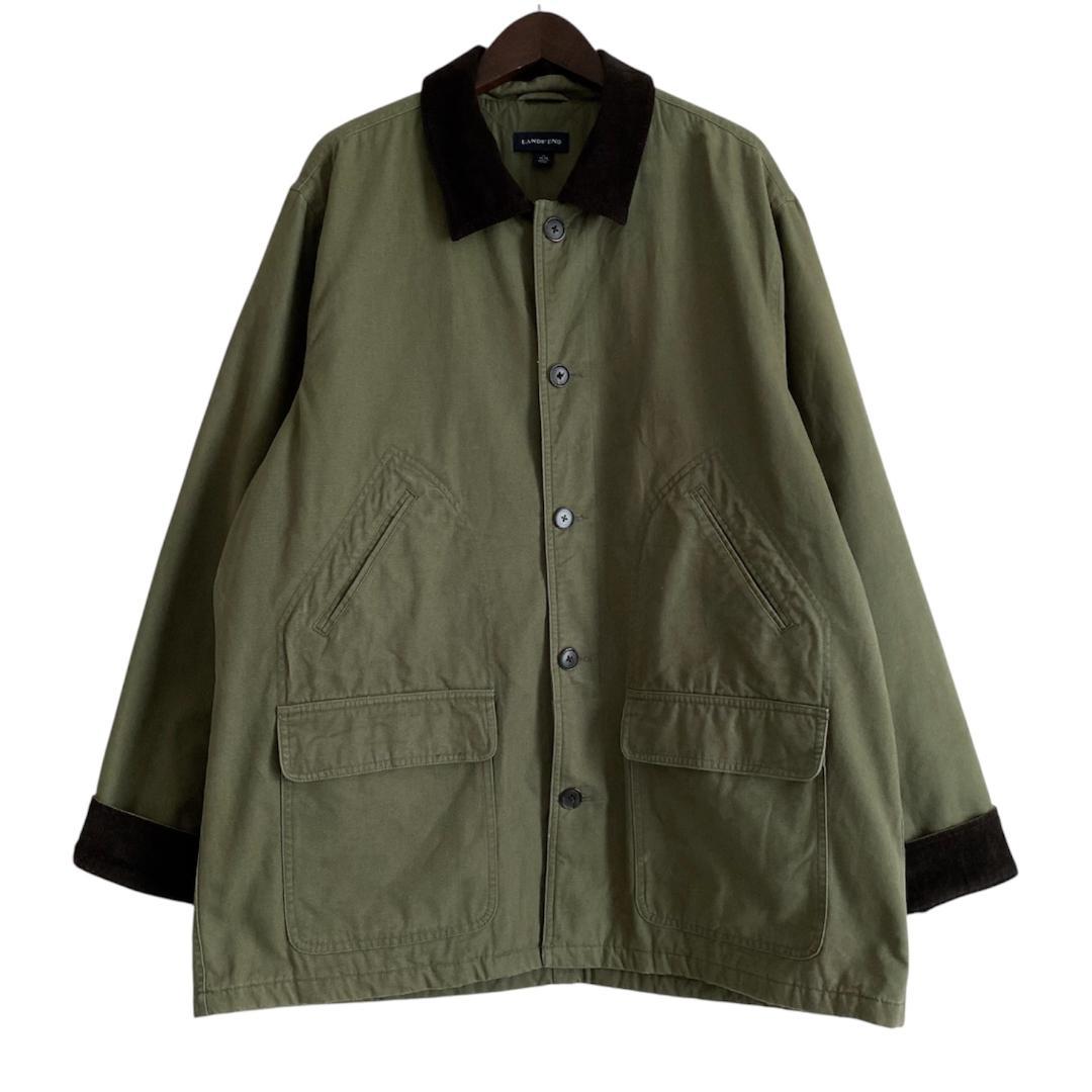 【ランズエンド】ハンティングジャケット カバーオール 中綿 カーキ XL