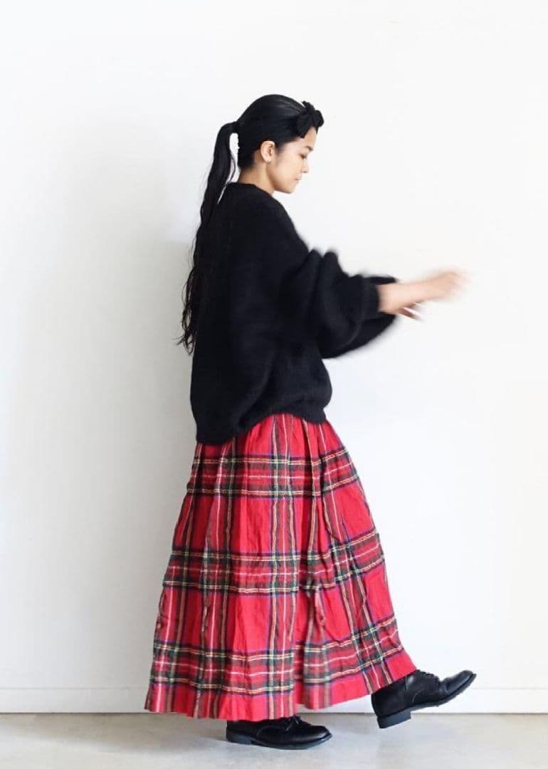 ichi Antiquites ウールガーゼタータンチェックスカート