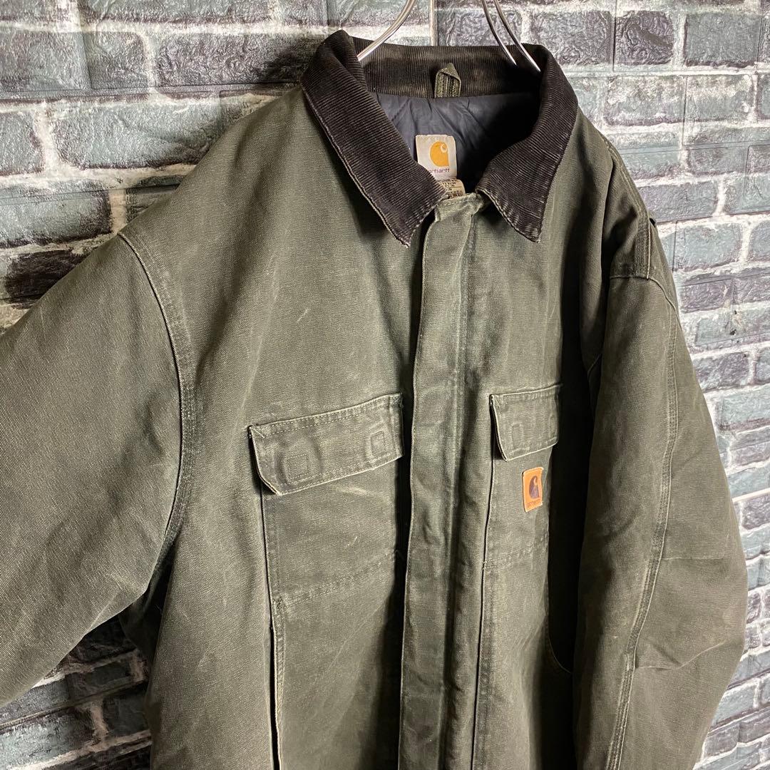 カーハート トラディショナルコート C26 モスグリーン 2XL フェード 古着