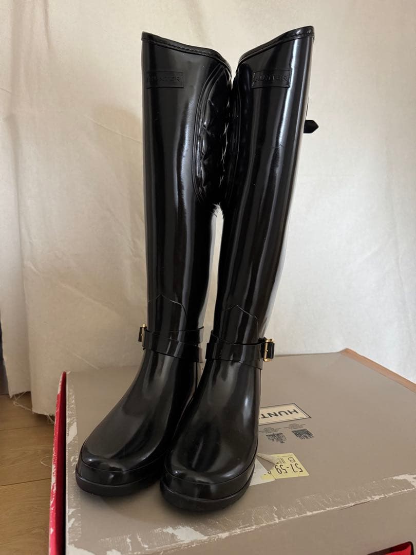 Hunter ハンター　レインブーツ　ロングブーツ　黒　高見え