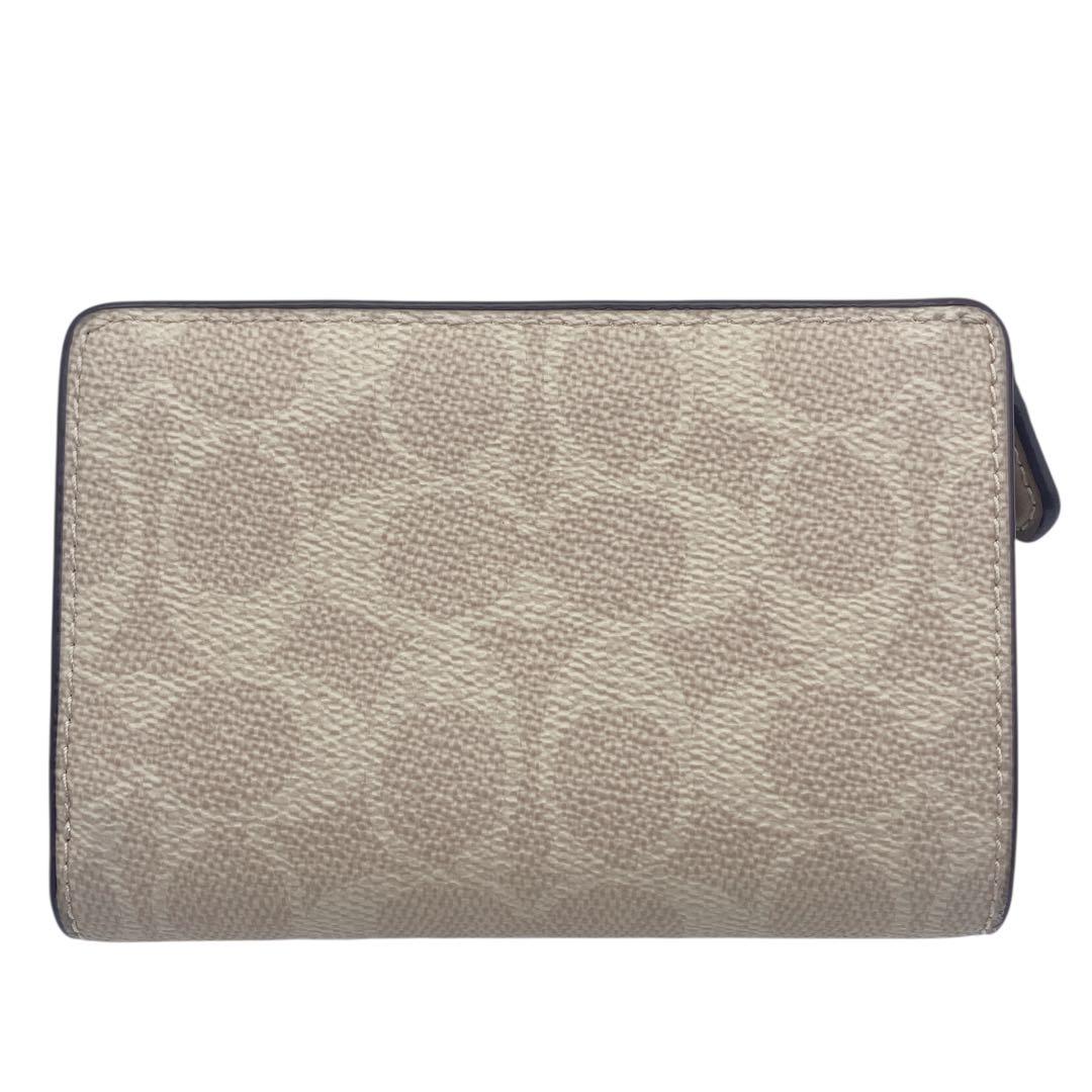 【極美品】 コーチ COACH 二つ折り財布 シグネチャー ベージュ