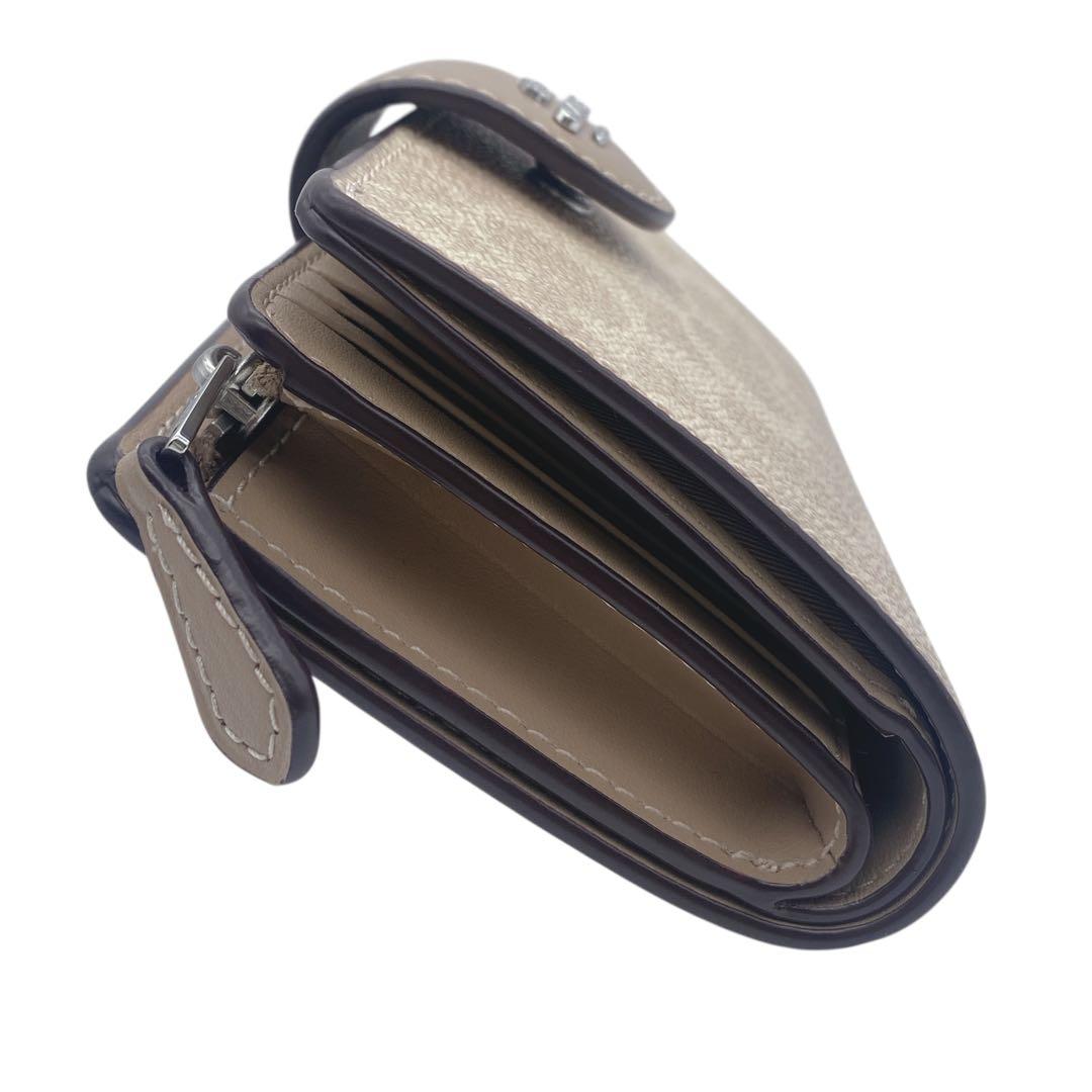 【極美品】 コーチ COACH 二つ折り財布 シグネチャー ベージュ