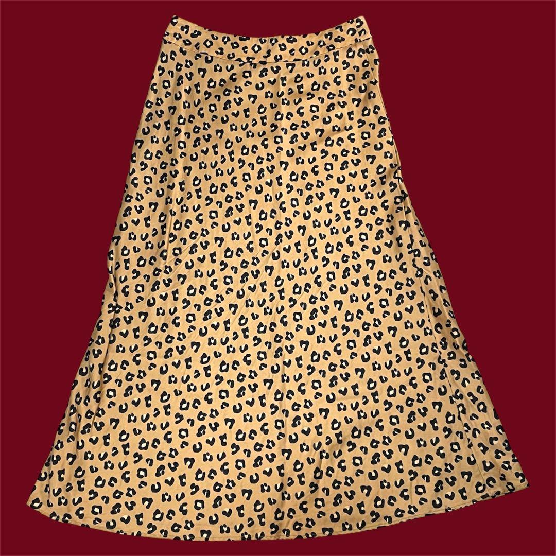 美品 ブルガリア製 Sezane レオパード ロングスカート ヒョウ柄 フレア